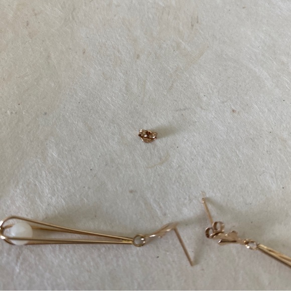 10k gold earrings with caged pearls - SOLD - Picture 3 of 6